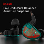 KZ AS10 5BA Balanced Armature Driver HIFI Bass Earphones