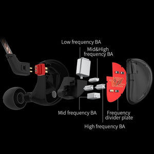 KZ AS10 5BA Balanced Armature Driver HIFI Bass Earphones