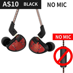 KZ AS10 5BA Balanced Armature Driver HIFI Bass Earphones